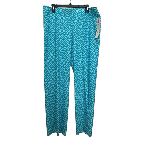 Jude Connally Trixie Jude Cloth Knit Trellis Trio Aqua Print Wide Let Pants XXL - Picture 2 of 6